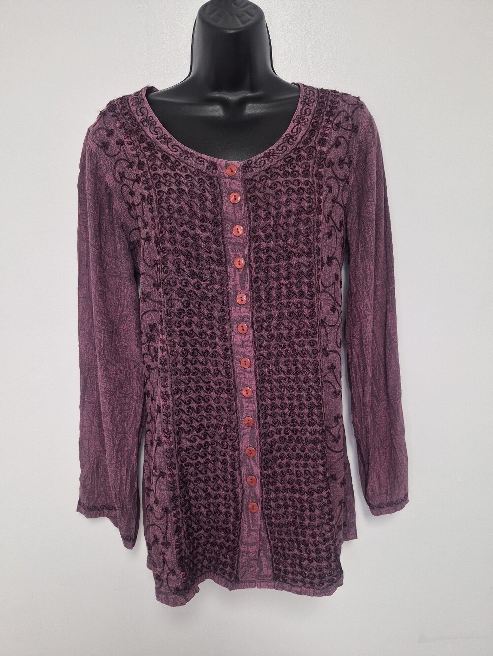 Holy Clothing Renaissance Faire Maroon Burgundy Tunic Top sz M